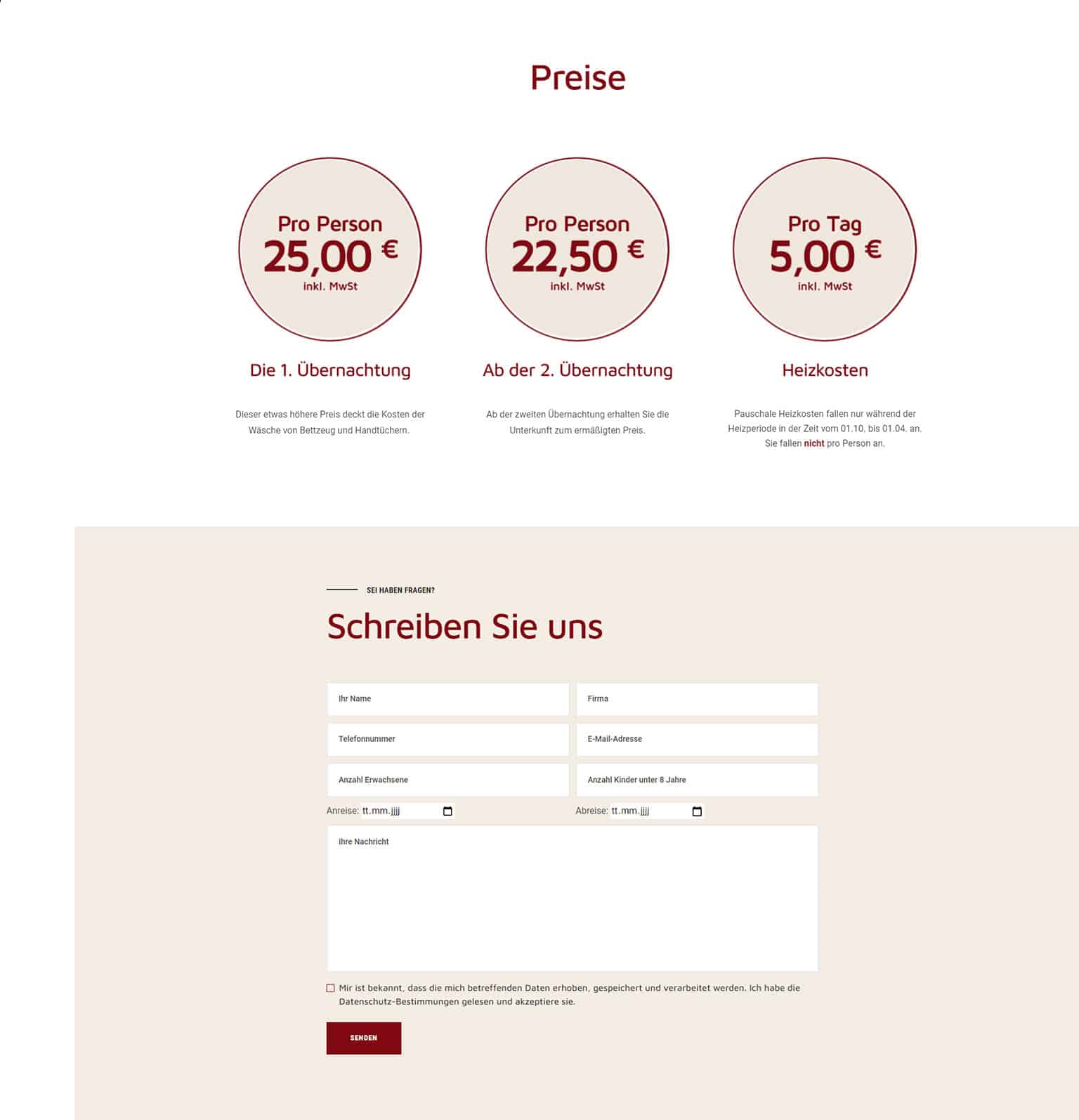 Startseite Ferienwohnung Monteurzimmer Preise Kontakt