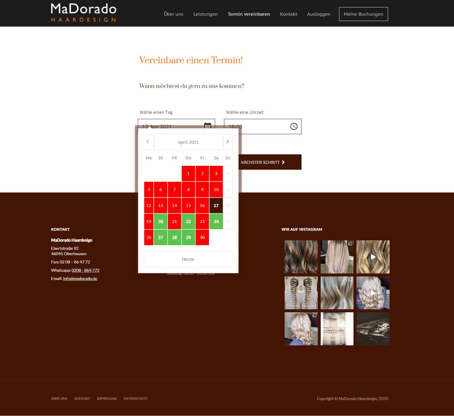 Referenz - Friseursalon MaDorado Buchung Schritt 3