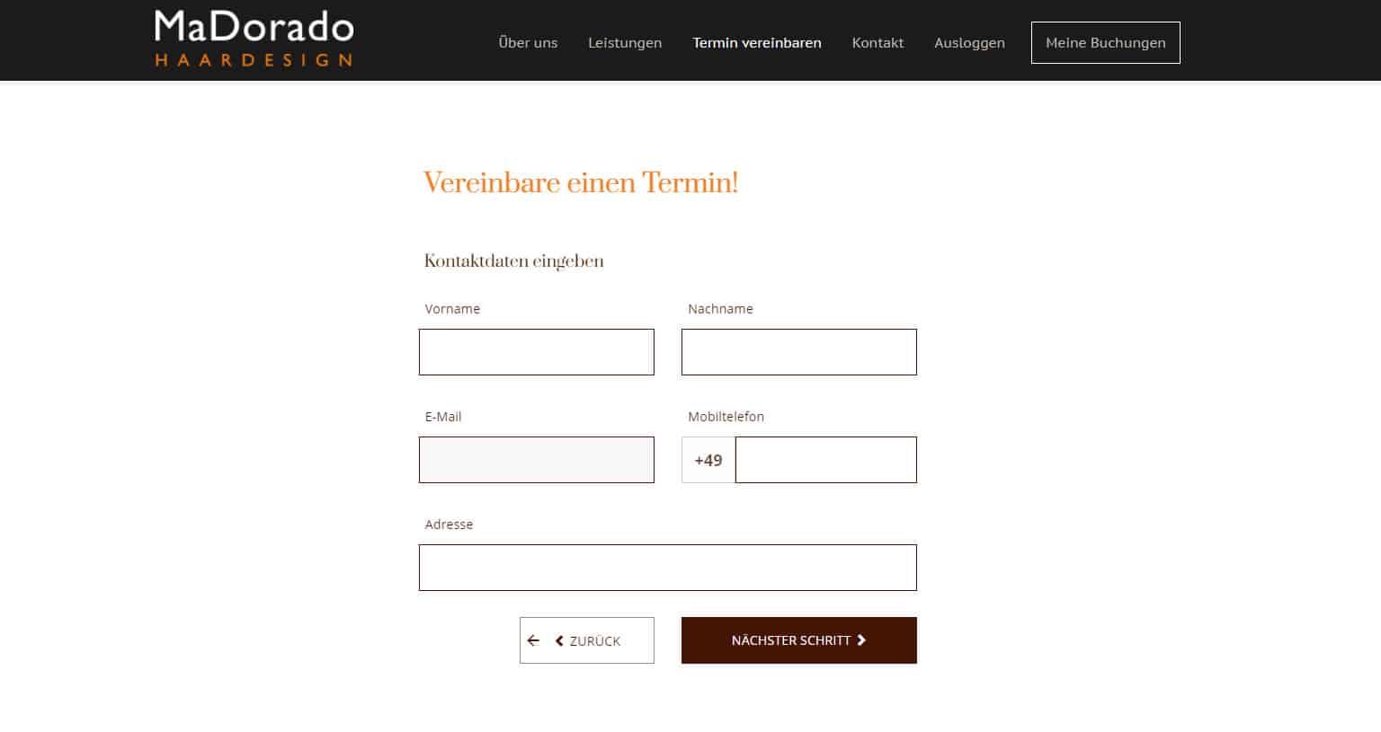 Referenz - Friseursalon MaDorado Buchung Schritt 4
