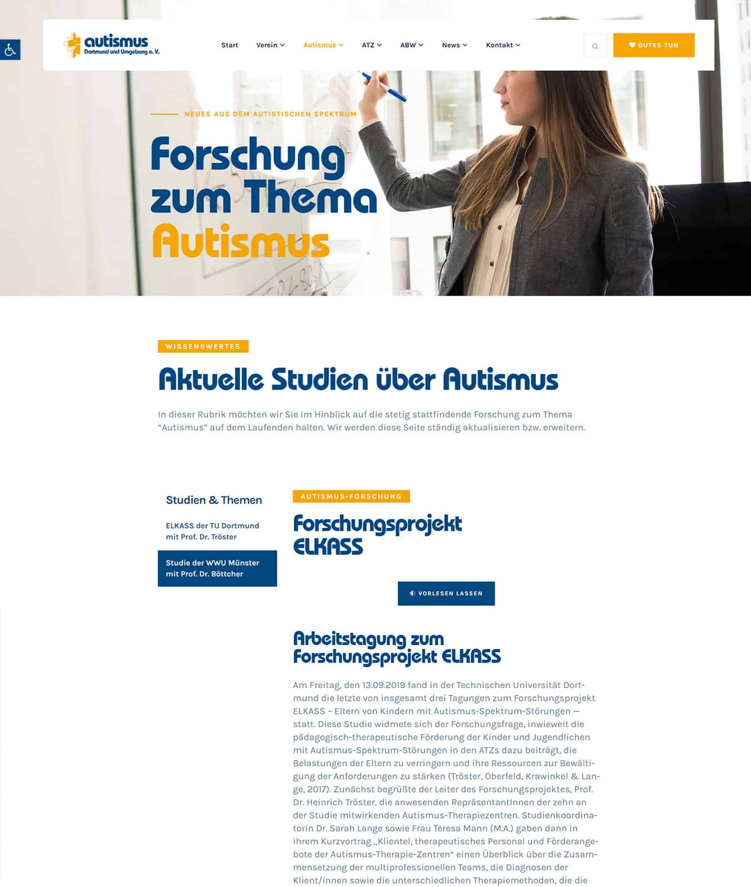Referenz Verein autismus Dortmund und Umgebung - Forschung zum Thema Autismus