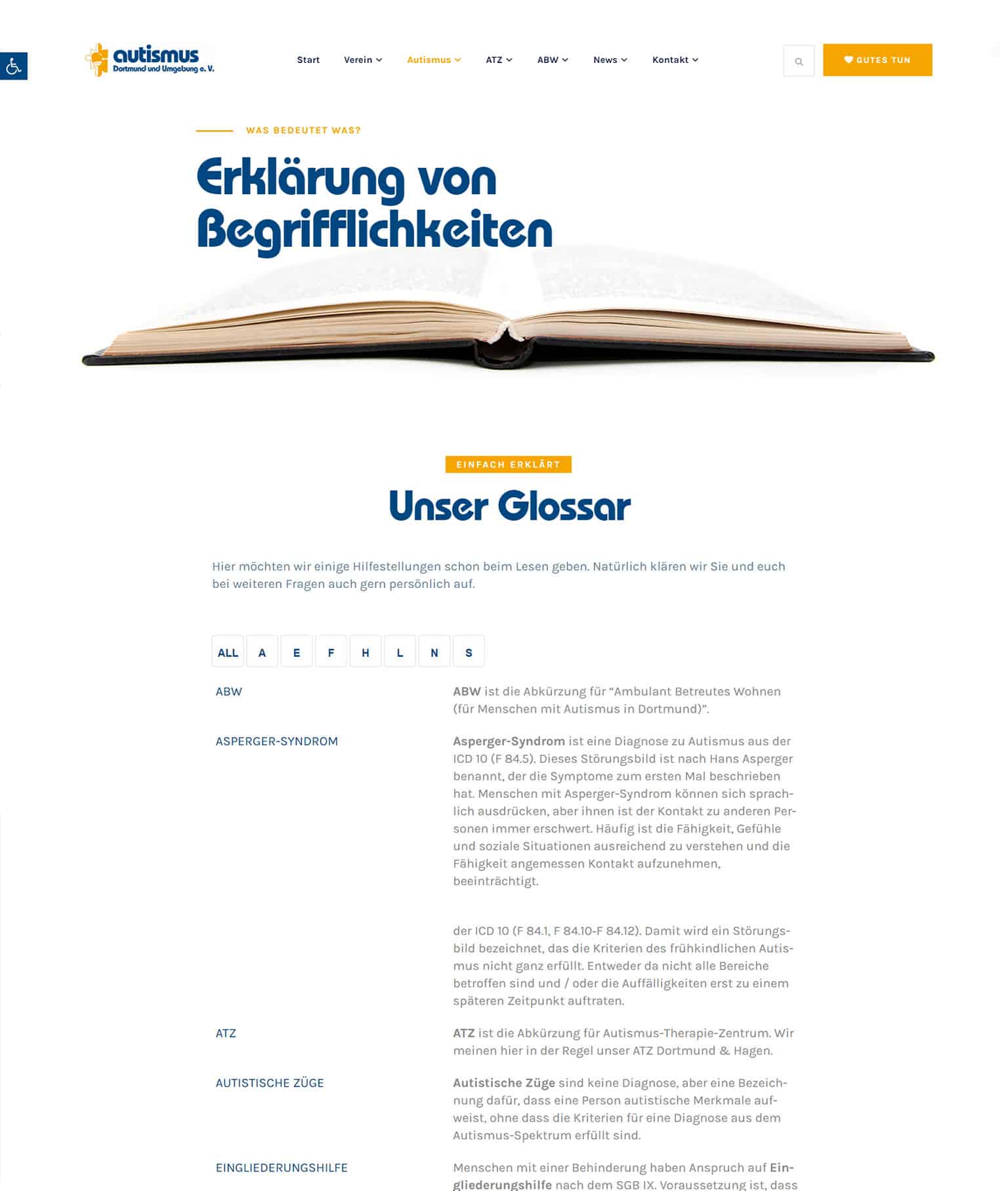 Referenz Verein autismus Dortmund und Umgebung - Glossar