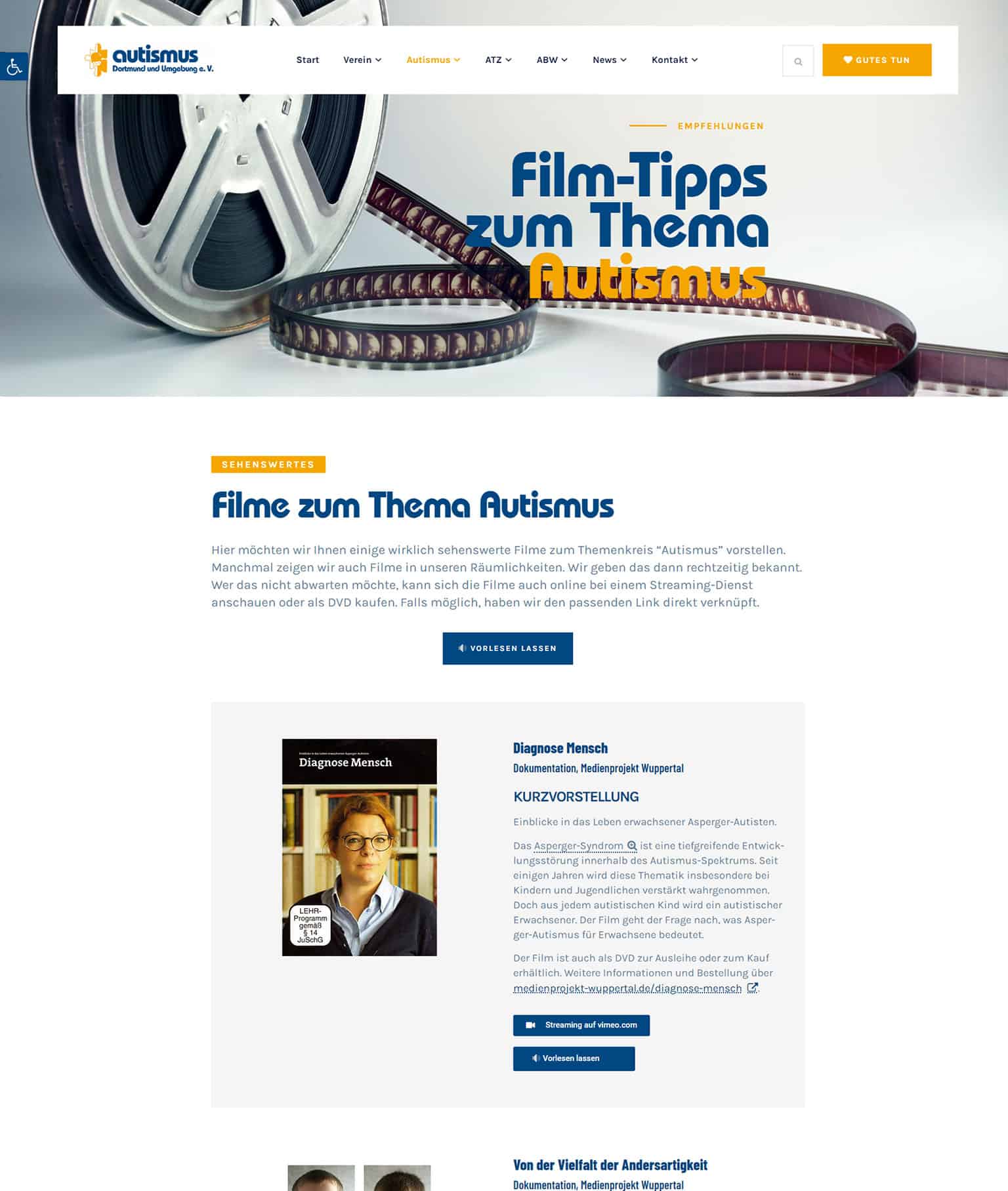 Referenz Verein autismus Dortmund und Umgebung - Filme über Autismus