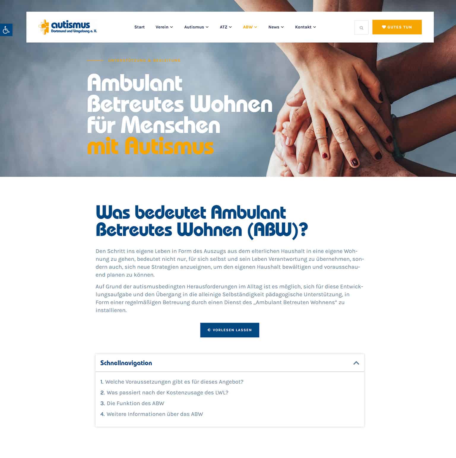 Referenz Verein autismus Dortmund und Umgebung - ABW Startseite