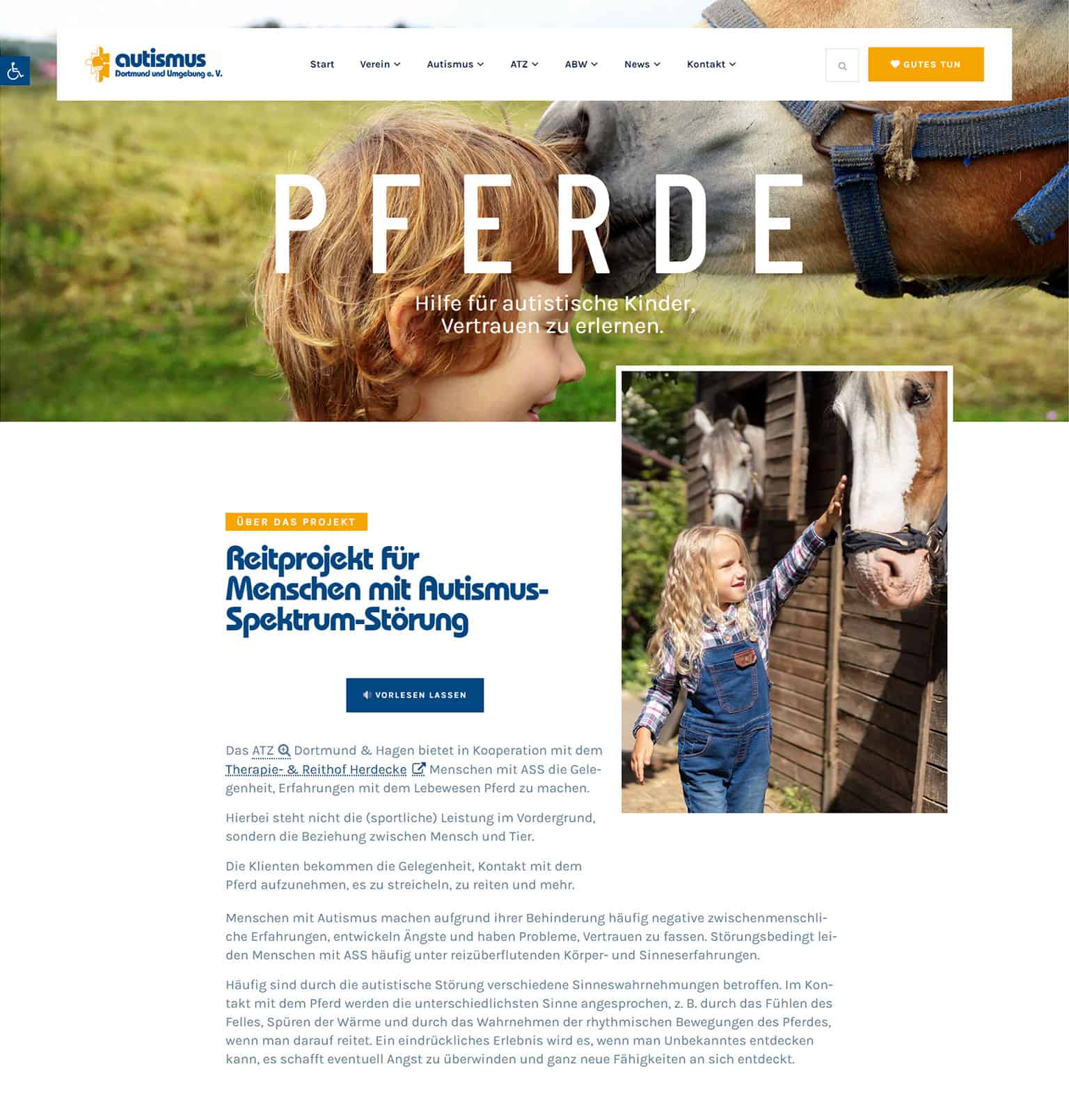 Referenz Verein autismus Dortmund und Umgebung - Spendenprojekt Beispiel