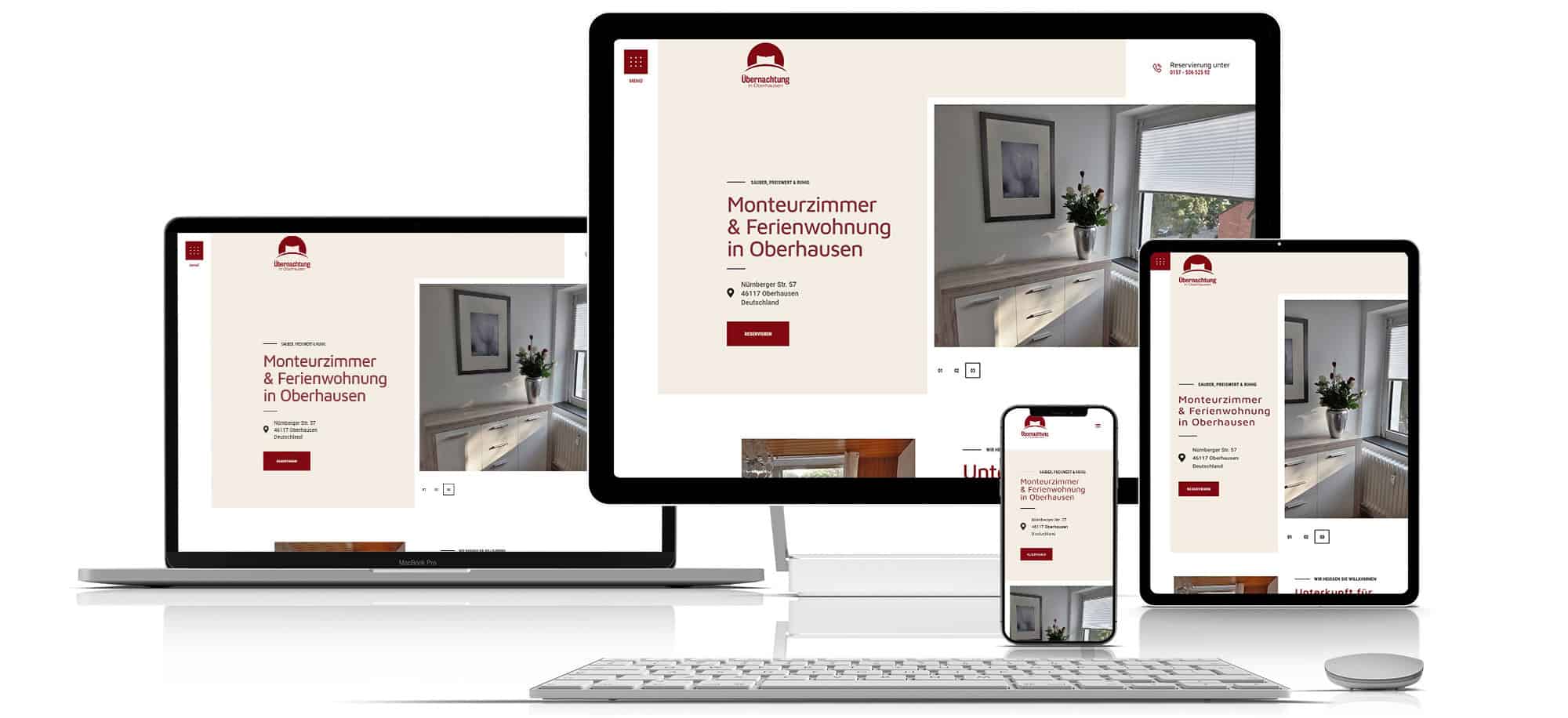 Webdesign Gastgewerbe Ferienwohnung Hotelier Responsive Preise Oberhausen